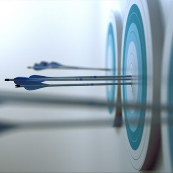 Simple 3d scene representing arrows, that hit targets.